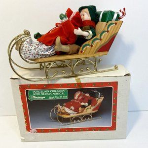 Vintage Christmas Around The World Porcelain Children with Sleigh Original Box